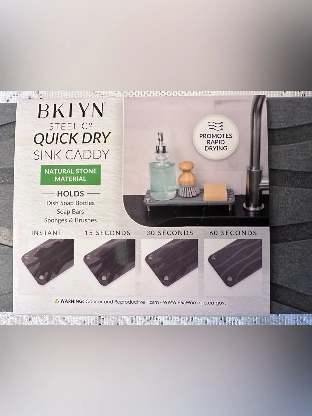BKLYN Steel Core Quick Dry Sink Caddy - Dark Gray